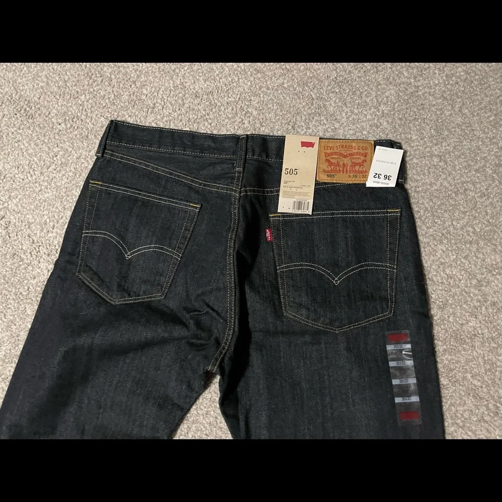 Levis 505 Mens Jeans Regular Fit Denim Bottoms Casual Pants Zipper Fly New Rinse